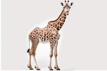Fototapeta premium Full body view giraffe, isolated on white background.
