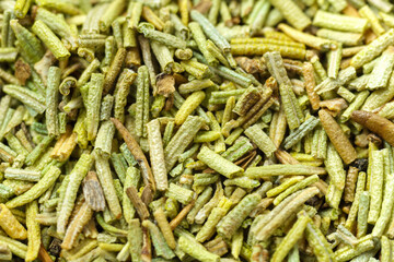 Dry seasoning rosemary close up macro. Middle eastern traditional spice.