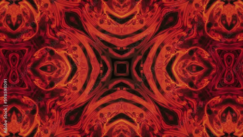 Poster red kaleidoscope abstract effect, seamless loop