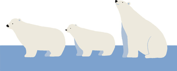 しろくま親子のお散歩　納涼・夏の背景素材　ベクターイラスト