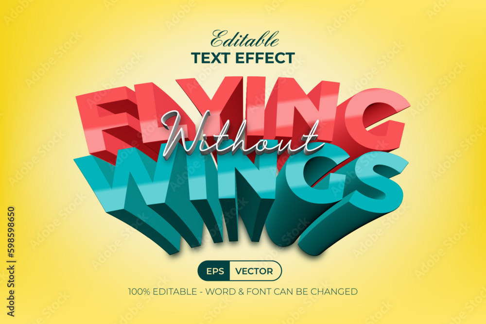 Poster 3d text effect curved style. editable text effect.