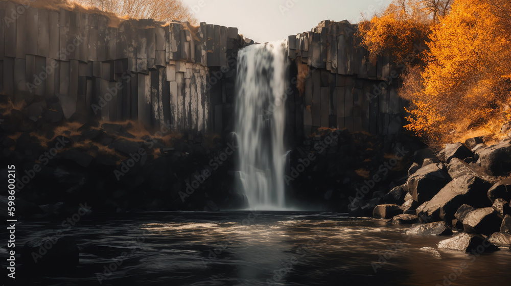 Sticker waterfall in the mountains