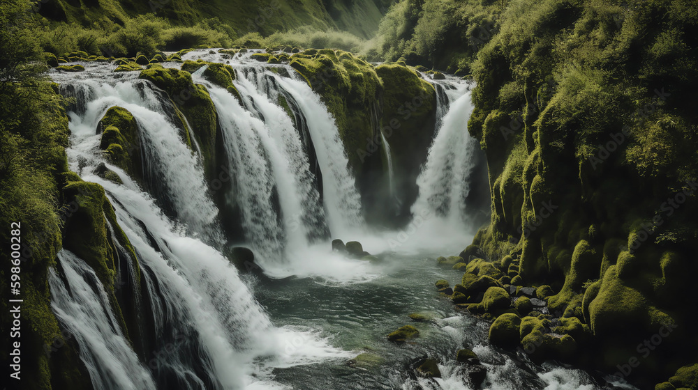 Poster waterfall in the forest