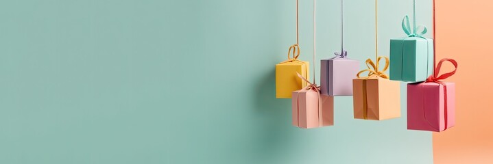  gift boxes banner with generative ai