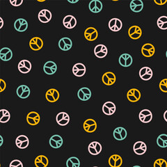 Seamless pattern with colorful peace symbols