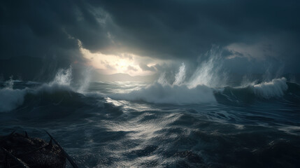 Fototapeta premium sea ocean water sky landscape storm Generative AI, Generativ, KI