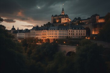 Fototapeta na wymiar Artistic portrayal of Luxembourg's landmarks. Generative AI