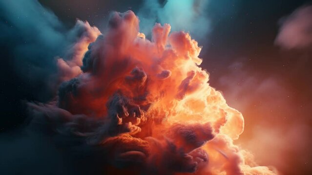Space and glowing nebula background. Motion. Ai generated.