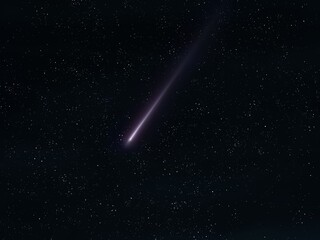 Fototapeta na wymiar Meteor in the night sky. Falling star isolated. 