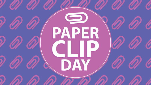 National Paperclip Day vector banner design with paperclip icon pattern, typography and pink purple colors. National Paperclip Day simple modern poster background illustration. May 29th  holiday.