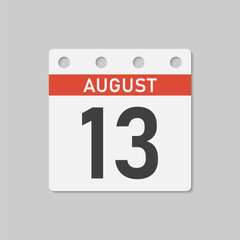 Icon page calendar day - 13 August