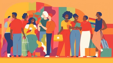 Fototapeta premium People shopping vector illustration