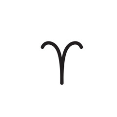 Black Aries horoscope sign, symbol, astrological icon on white background.