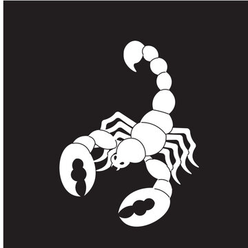 Minimal Scorpio constellation white on a black background. Astrology sign Scorpio. Sign of the zodiac Scorpio. Vector illustration. 
