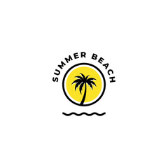 Vector logo design template with palm tree - abstract summer and vacation badge and emblem