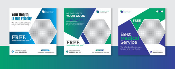 Medical healthcare social media post design bundle