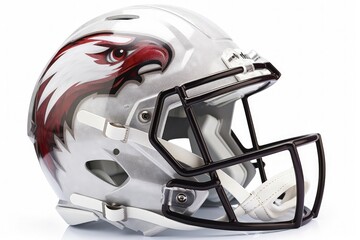American football helmet with animal drawn on it, sports concept, white background. Generative AI