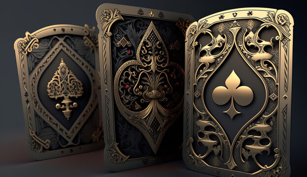 golden playing cards on a dark background