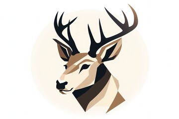 Deer illustration, logo, white background. Generative AI