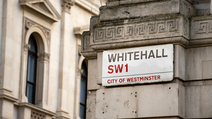 Whitehall road sign in London