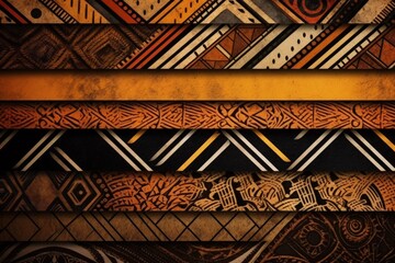Patterned background with African patterns, African colors, culture concept. Generative AI - obrazy, fototapety, plakaty