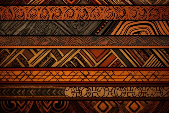 Patterned background with African patterns, African colors, culture concept. Generative AI