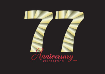 77 year anniversary celebration logotype vector, 77 number design, 77th Birthday invitation, anniversary logo template, logo number design vector, calligraphy font, typography logo, vector design