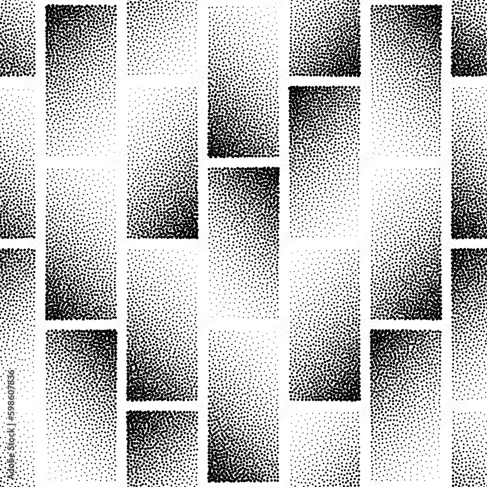 Poster tiles grid geometric seamless pattern dotwork style texture abstract background. hand drawn tileable