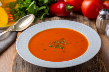 Delicious looking tomato soup. Turkish name; Domates corbasi