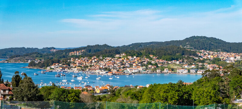 Aldan, Galicia, Spain - April 7, 2023: Aldan Bay