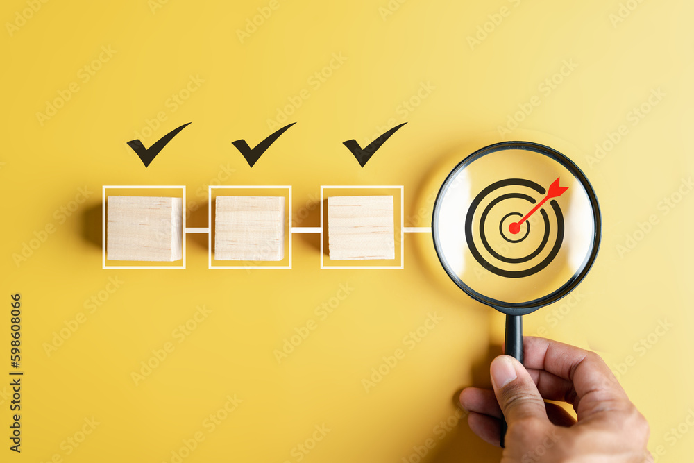 Aufkleber Checklist Quality management with Quality Assurance or QA and Quality Control or QC and improvement. Standardization, certification. Compliance to regulations service and standards.