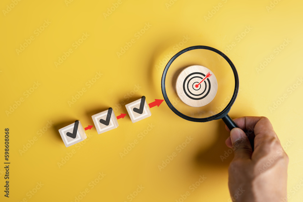 Fototapete checklist quality management with quality assurance or qa and quality control or qc and improvement.