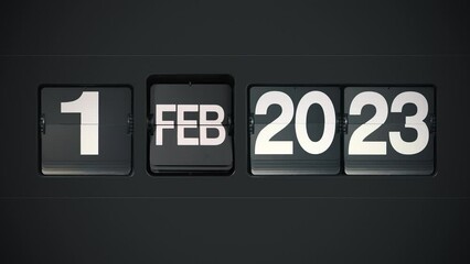 A retro flip calendar showing every day of 2023 up until January 1st 2024.