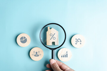 Increased value of real estate or property house. Businessman owner home investment planning real estate business, Percentage rental income earning profit Investor thinking strategy.