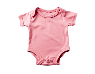 Pink baby girl shirt bodysuit with short sleeve isolated on a white background. Mock up for design layout flat lay baby girl