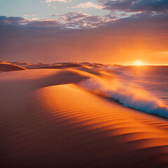 Fototapeta na wymiar vu du coucher de soleil sur une dune