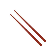 Pair of brown wooden chopsticks for eating sushi or noodles flat style