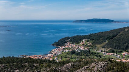 Fototapeta na wymiar Dumbria, Galicia, Spain - April 5, 2023: View from the Ezaro Viewpoint