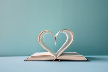 livres formant un cœur avec les pages, amour de la lecture - obrazy, fototapety, plakaty