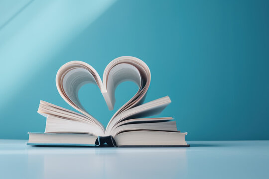 livres formant un cœur avec les pages, amour de la lecture