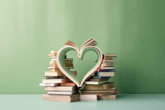livres formant un c&oelig;ur avec les pages, amour de la lecture