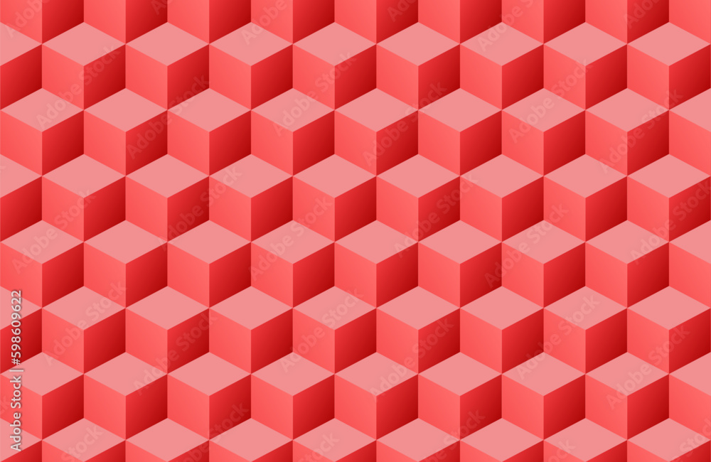 Poster 3d red cube seamless pattern vector art