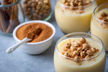 Boza or Bosa, traditional Turkish drink with roasted chickpea