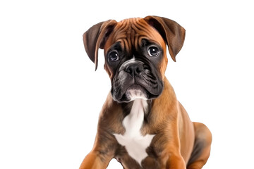Boxer Dog Puppy On White Background. On An Isolated Transparent Background, Png. Generative AI