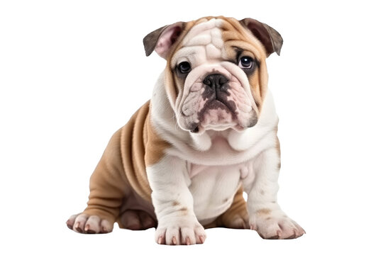 Bulldog Dog Puppy On White Background, Full Body. On An Isolated Transparent Background, Png. Generative AI