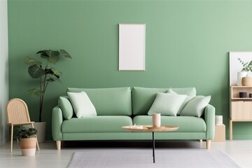 interior background furniture cosy cushion sofa stylish couch floor loft. Generative AI. Generative AI