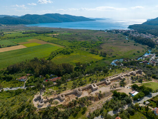 Fototapeta premium Idyma Castle. View over Gokova village in Mugla province of Turkey. Akyaka Castle.