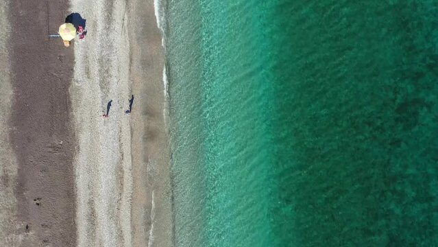 Aerial View Over beach in Torrox Costa, Spain 