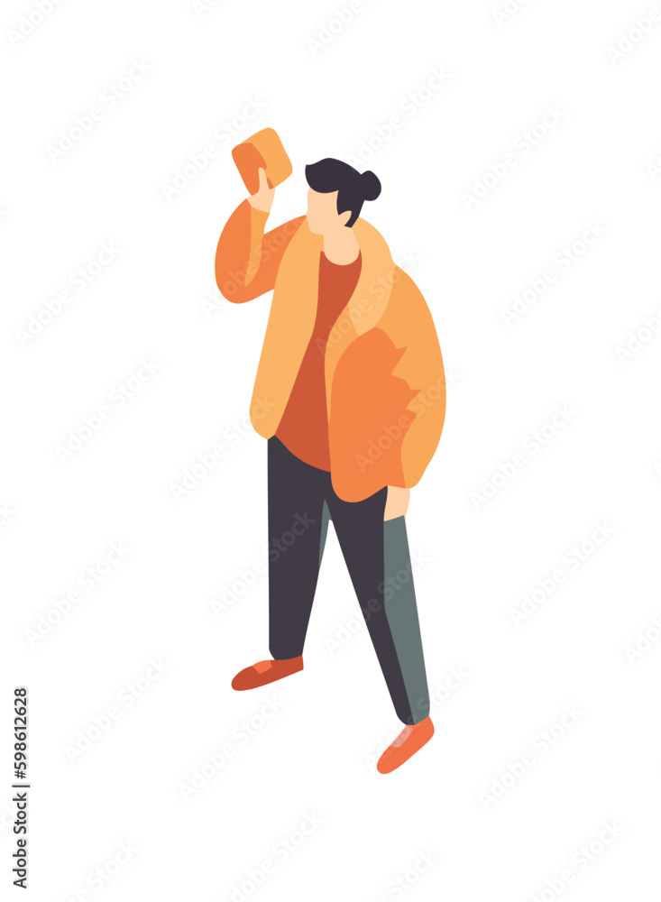 Poster man character holds a wallet generative ai