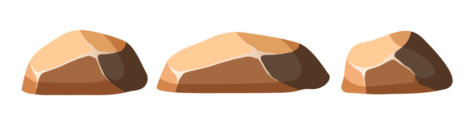 Stones. Set of stones. Vector clipart isolated on white background.